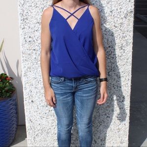 Blue criss cross tank top NWT